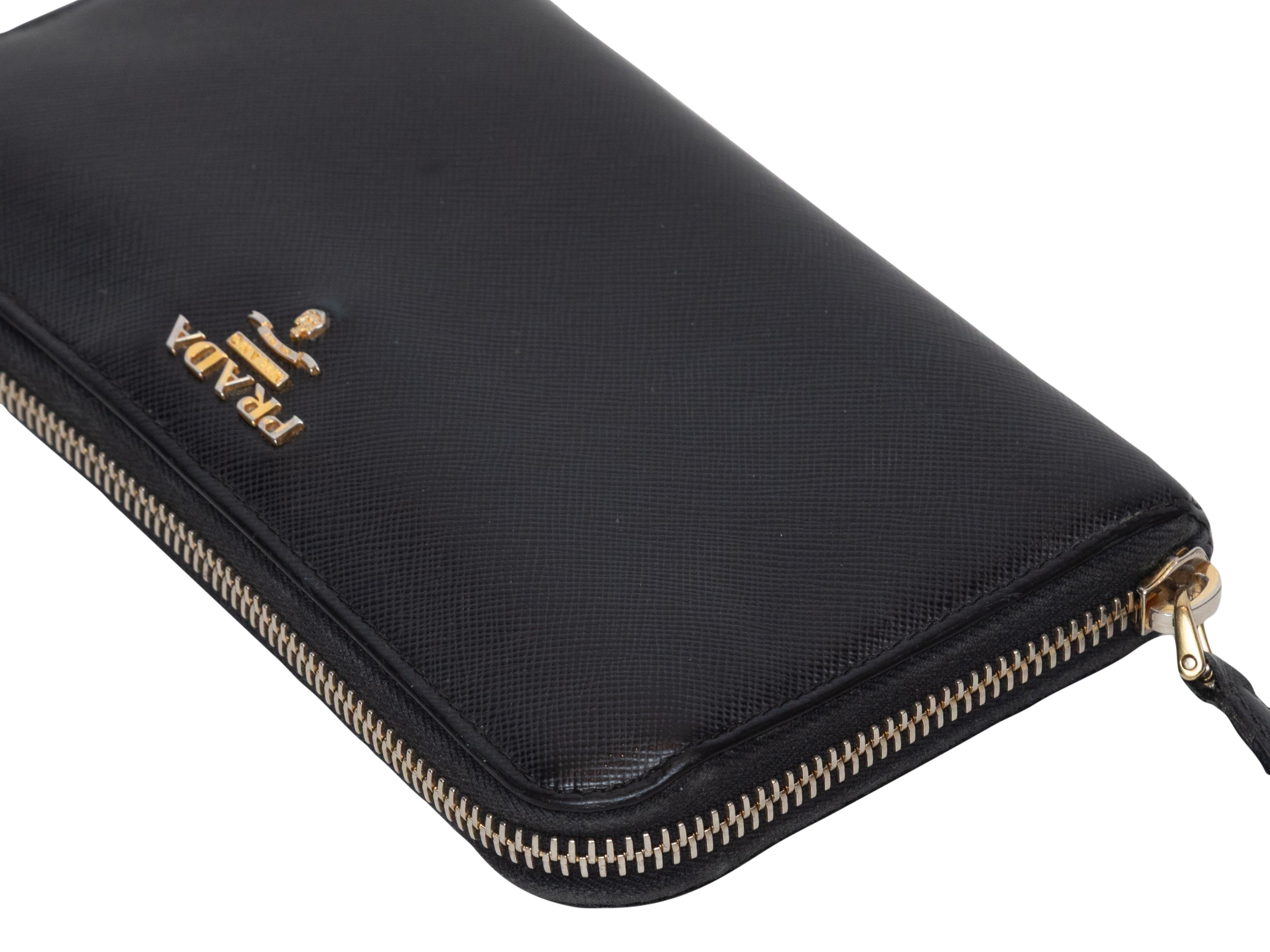 Nero Black Prada Saffiano Leather Continental Wallet in vendita