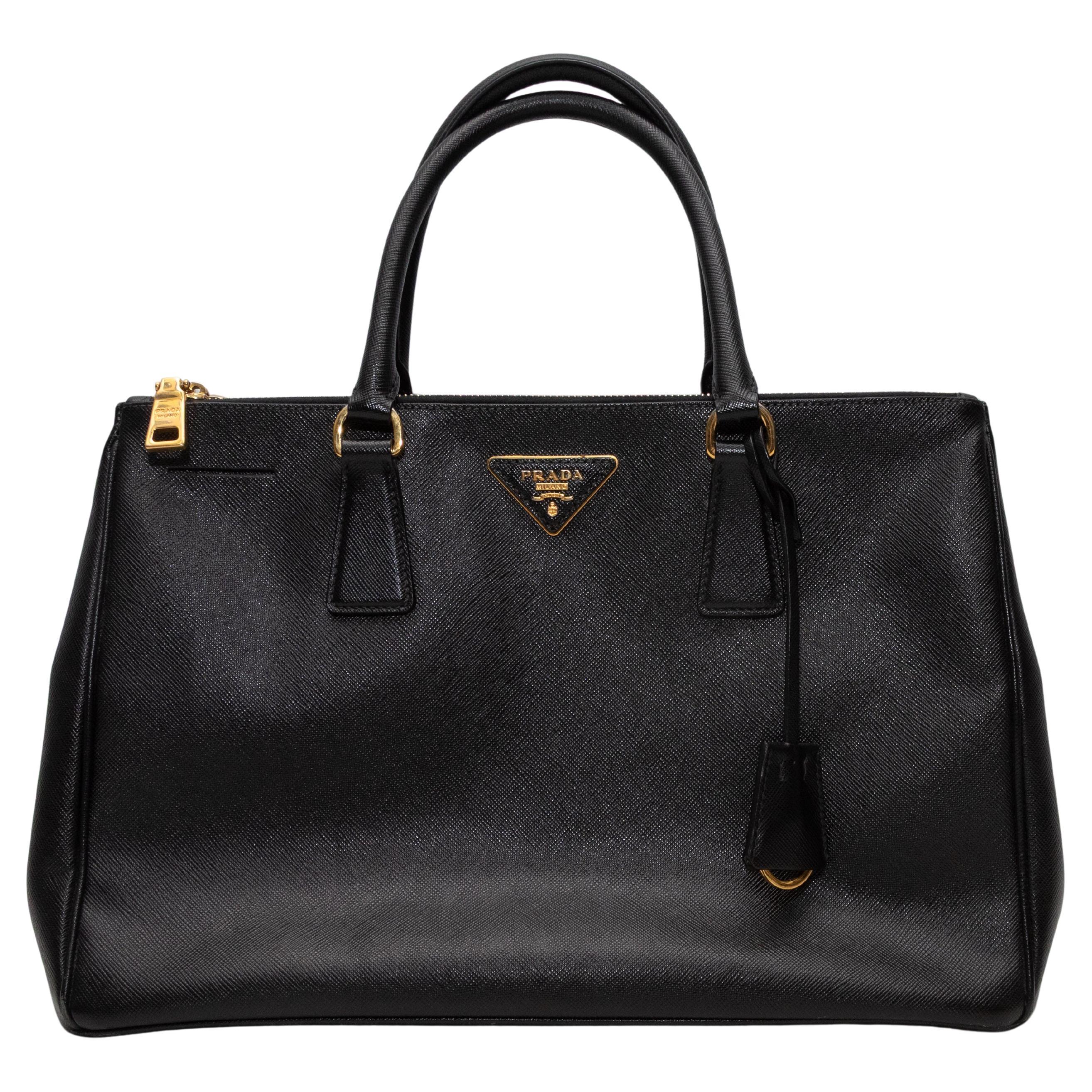 Black Prada Saffiano Neo Galleria Tote For Sale