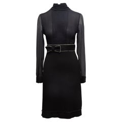 Robe à nœud en soie et laine vierge noire de Prada Taille IT 42