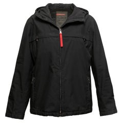 Prada Sport Veste à capuche zippée noire, taille IT 48
