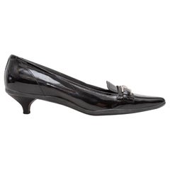 Black Prada Sport Patent Square-Toe Kitten Heels Size 37.5