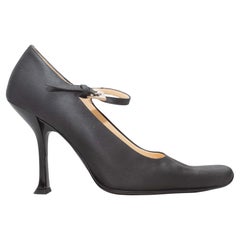 Black Prada Square-Toe Satin Mary Jane Pumps
