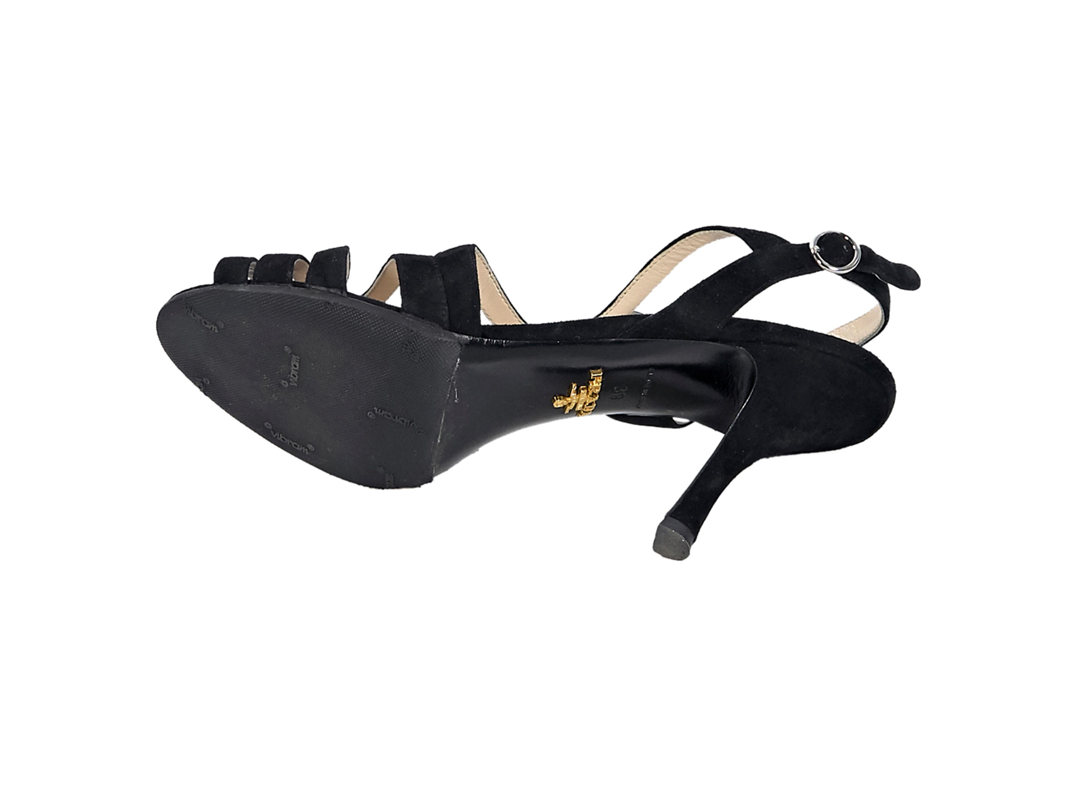 Women's Black Prada Strappy Suede Sandals