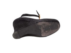 Black Prada Suede Ankle Strap Wedges Size 39