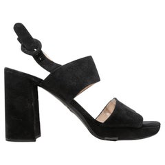 Black Prada Suede Block Heel Sandals Size 39