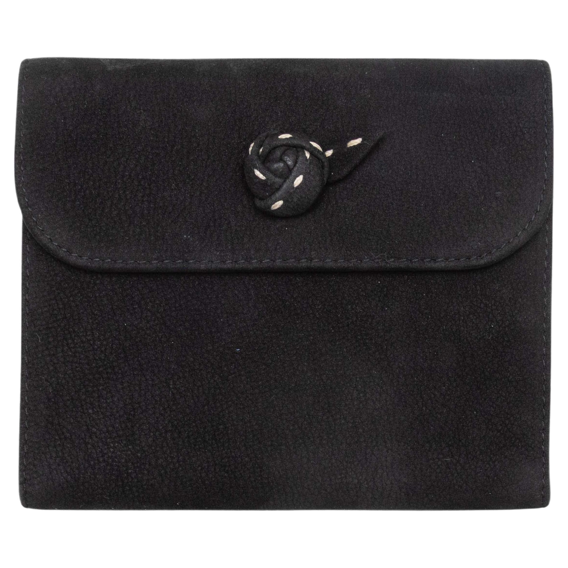 Black Prada Suede Folding Wallet For Sale