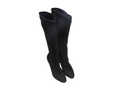 Black Prada Suede Heeled Knee-High Boots Size 37