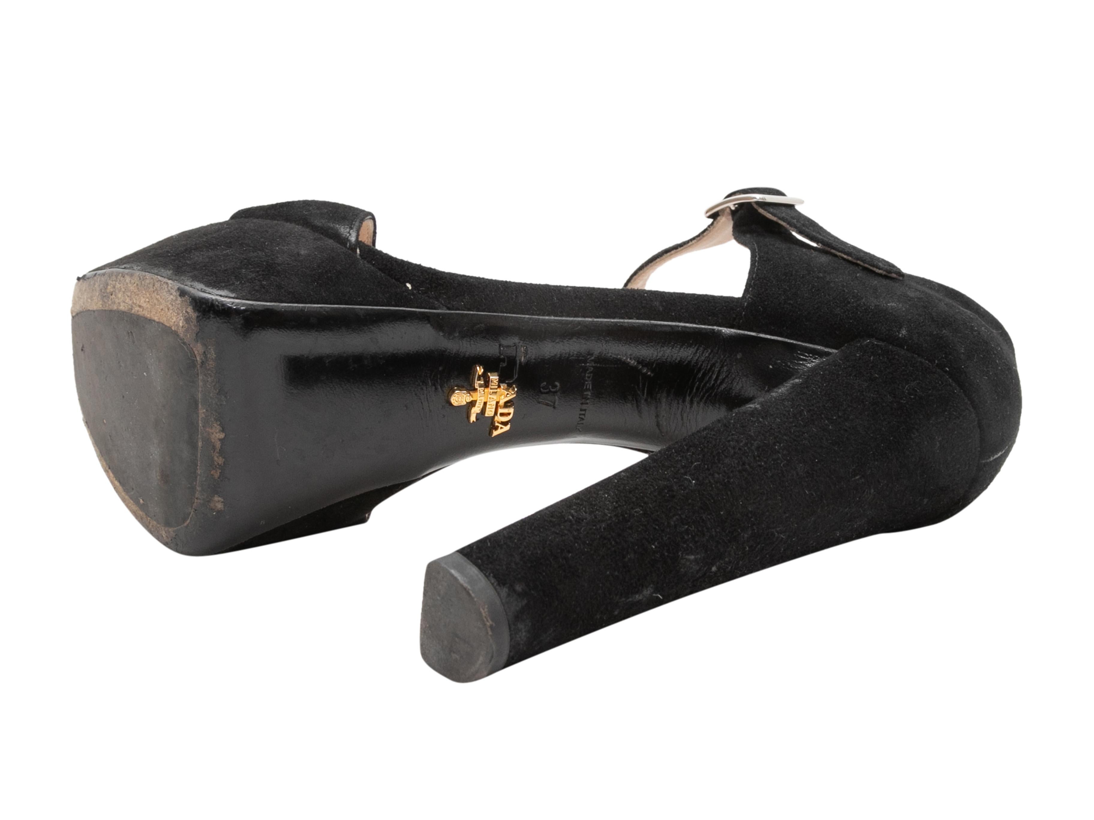 Sandales à plateforme en daim noires de Prada Taille 37 en vente 1