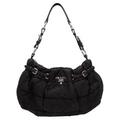 Black Prada Tessuto Gauffre Quilted Shoulder Bag