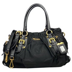 Retro Black Prada Tessuto Satchel Bag