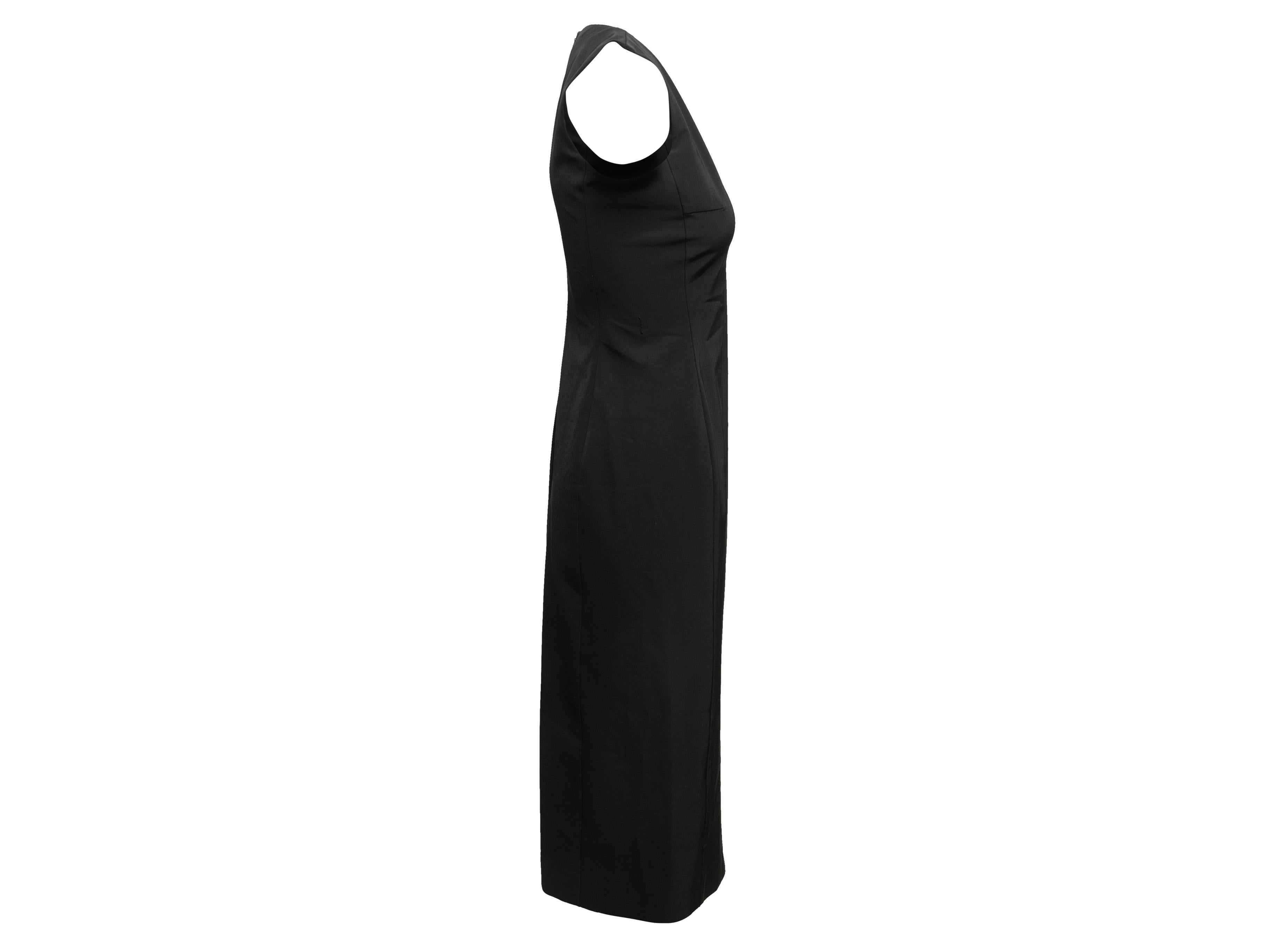 Black Prada V-Neck Midi Dress Size IT 40 In Good Condition In New York, NY