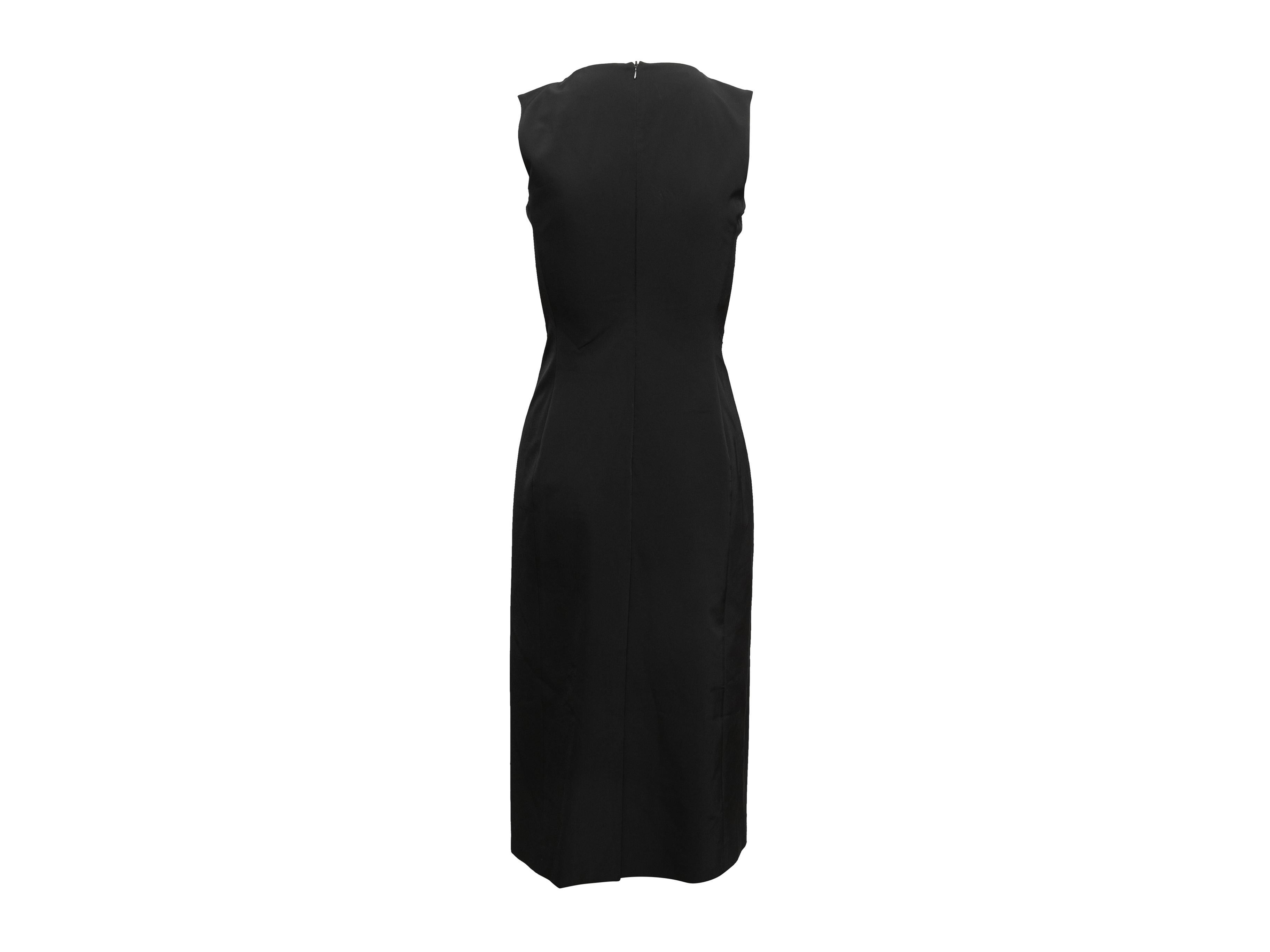 Women's Black Prada V-Neck Midi Dress Size IT 40