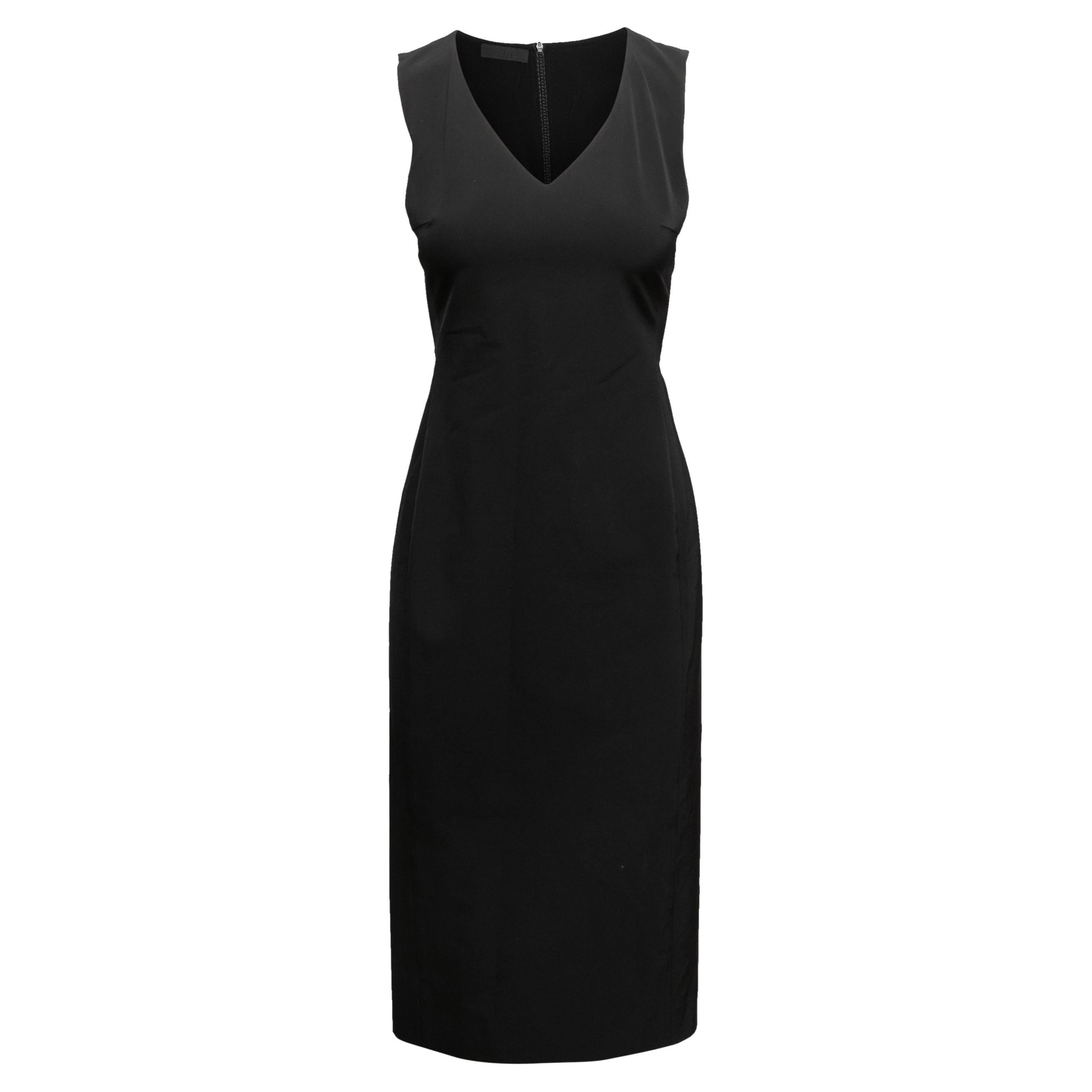 Black Prada V-Neck Midi Dress Size IT 40