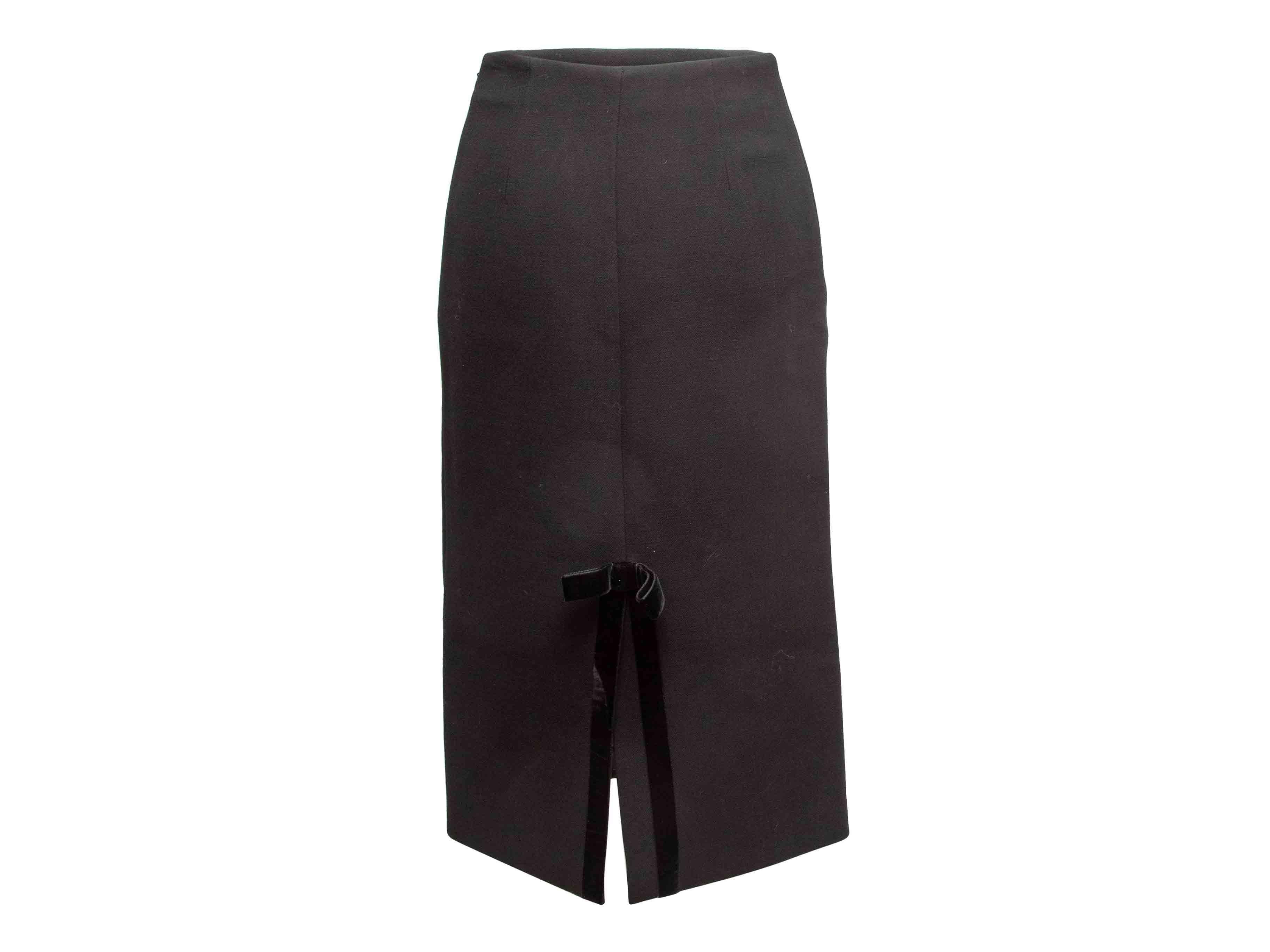 Noir Black Prada Virgin Wool Pencil Skirt Size IT 38 en vente
