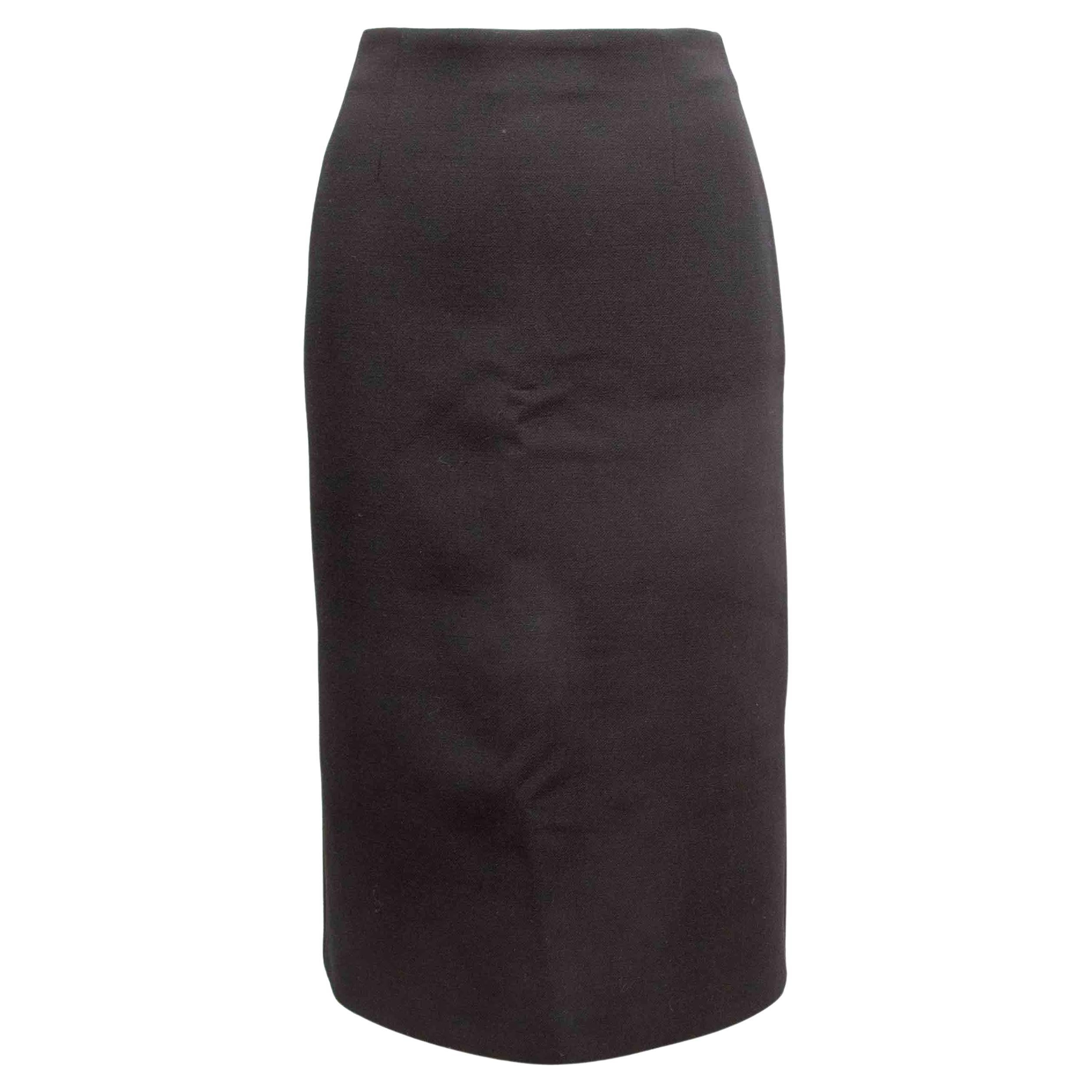 Black Prada Virgin Wool Pencil Skirt Size IT 38 en vente