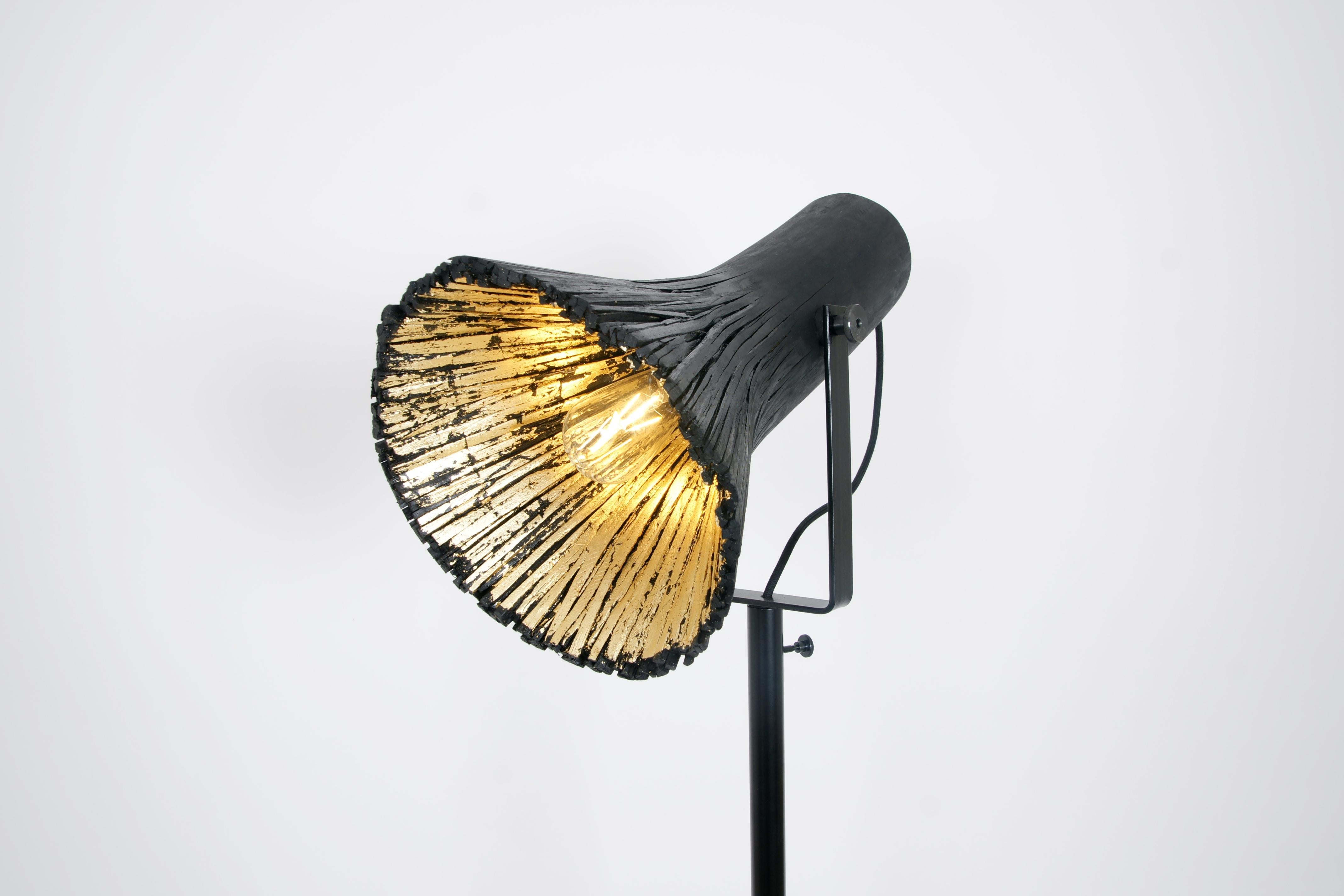 Black Pressed Wood Floor Lamp by Johannes Hemann In New Condition For Sale In Geneve, CH