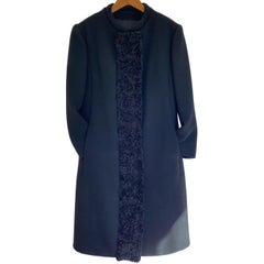 Black Princess-Cut Tailored Wool Coat