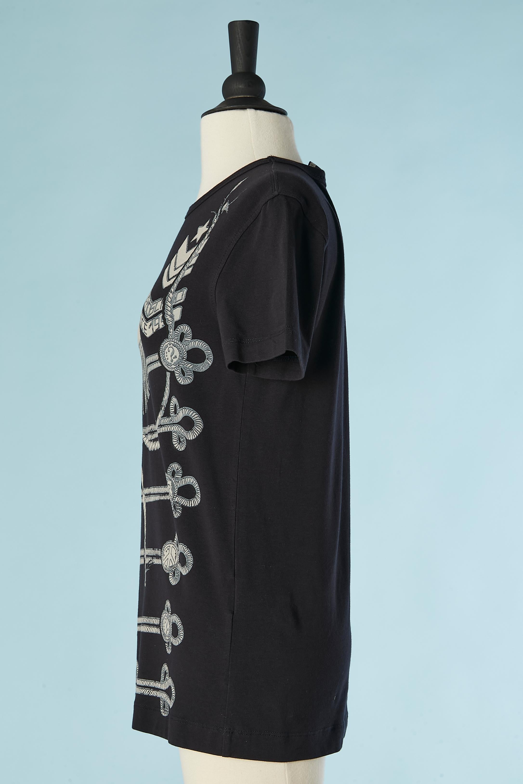 Camiseta negra de punto de algodón estampado LOVE MOSCHINO Negro en venta