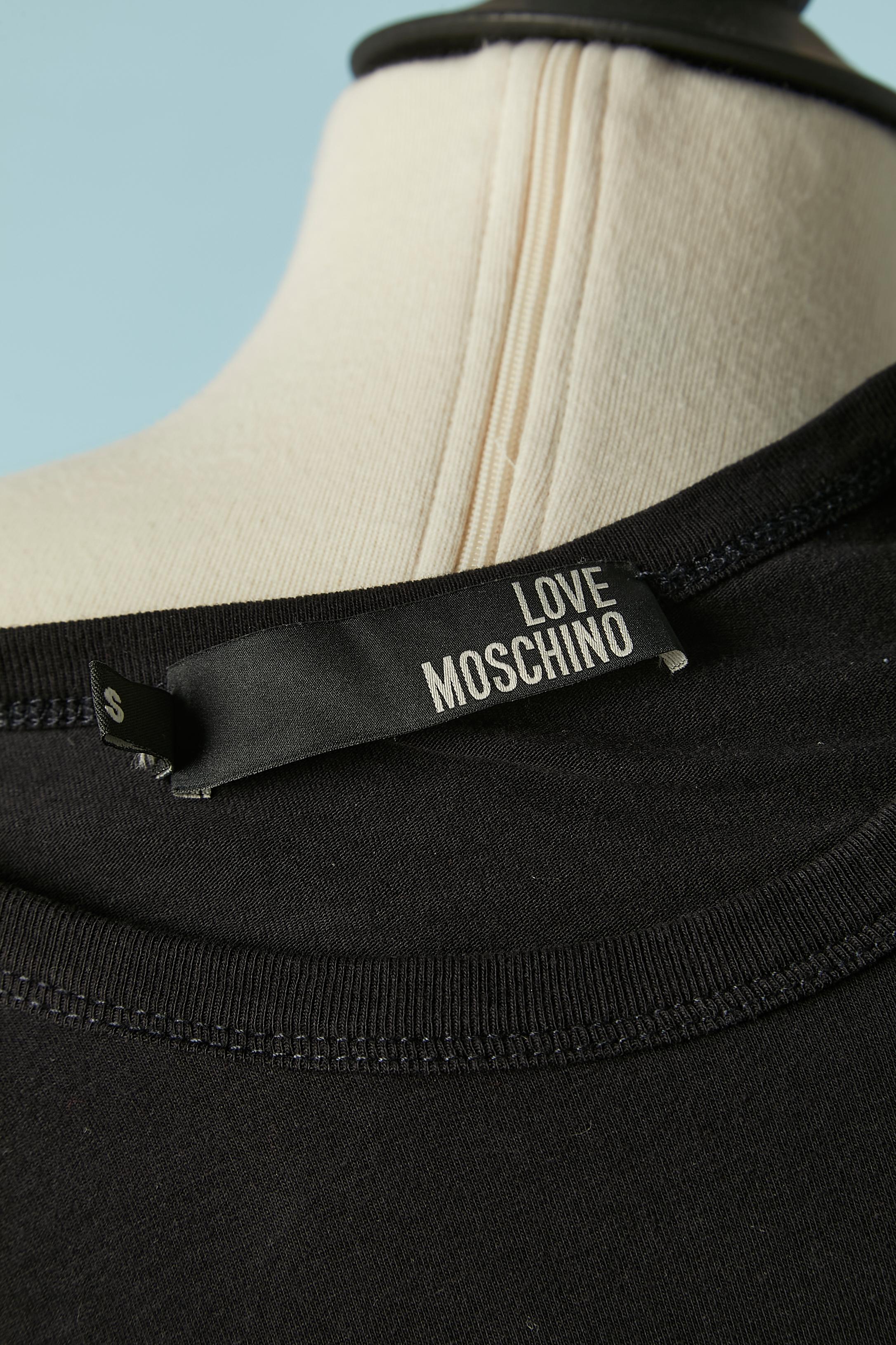 De las mujeres Camiseta negra de punto de algodón estampado LOVE MOSCHINO en venta