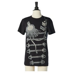 Maglietta in jersey di cotone stampato nero LOVE Moschino
