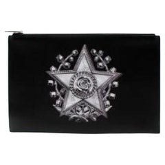 Black Printed Leather Pouch