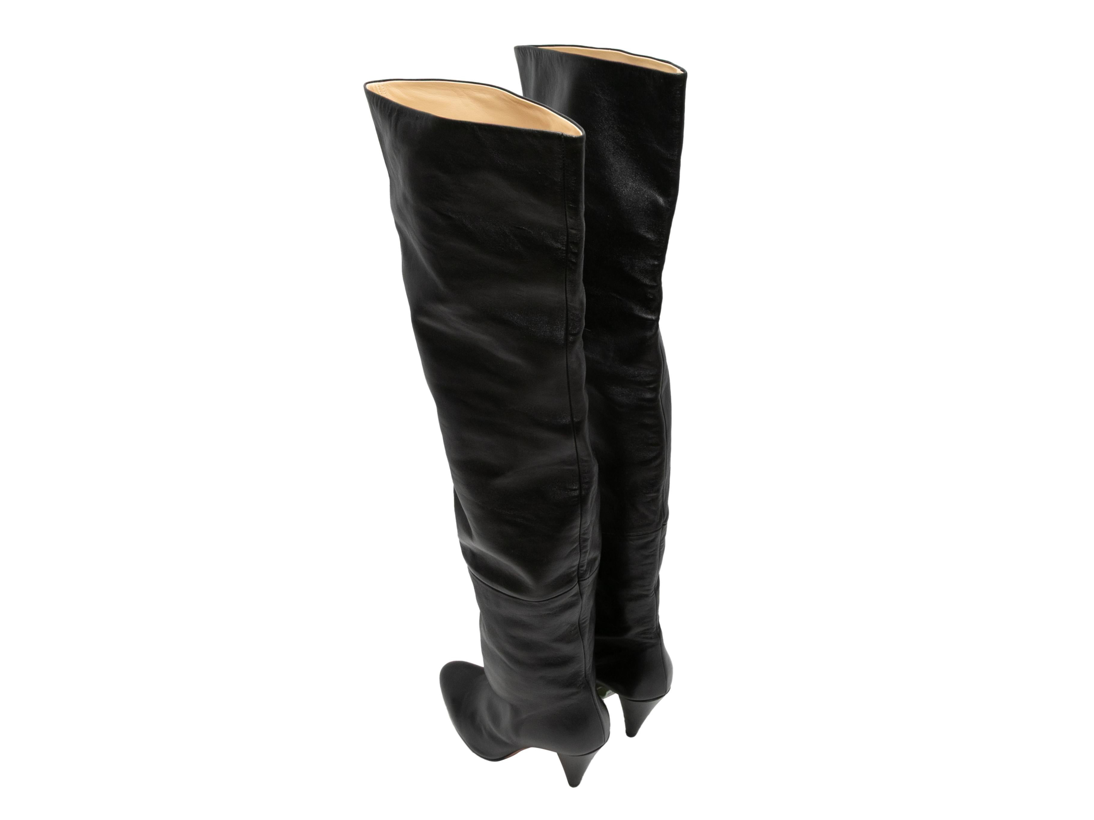 Black Proenza Schouler Leather Pointed-Toe Over-The-Knee Boots Size 40 In Good Condition For Sale In New York, NY