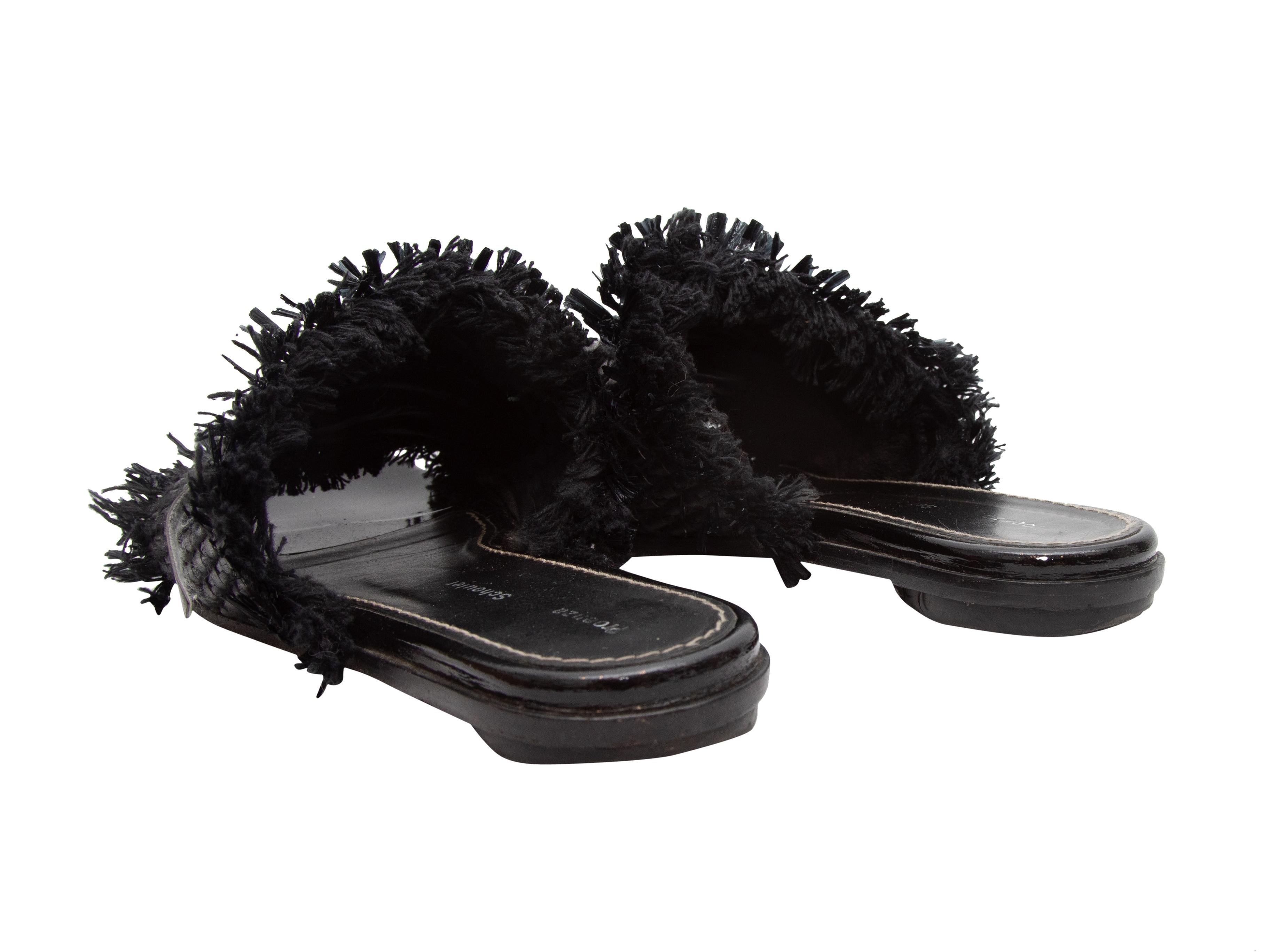 Women's Black Proenza Schouler Woven Raffia Slide Sandals