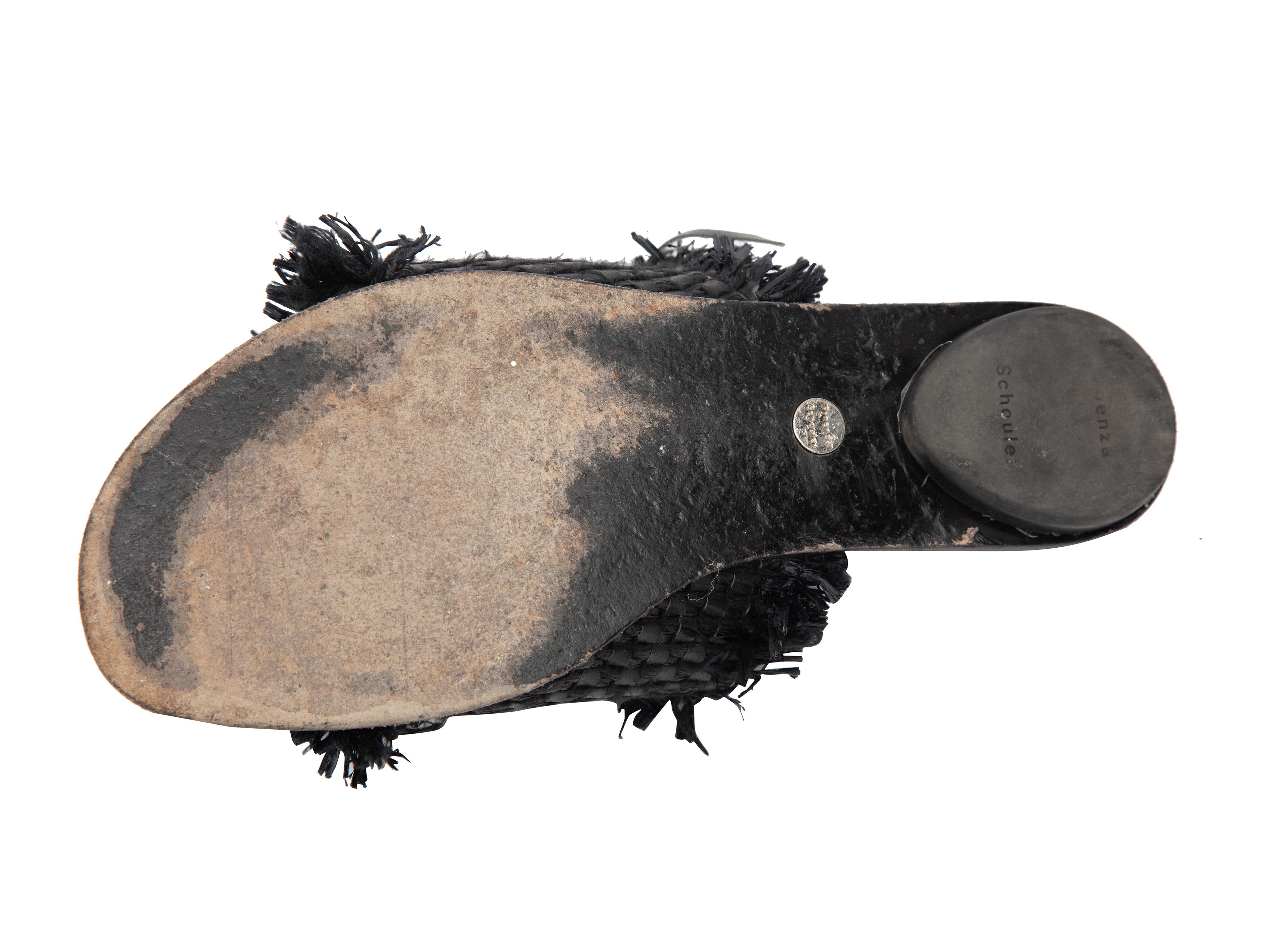 Black Proenza Schouler Woven Raffia Slide Sandals 1