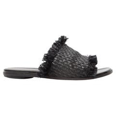 Black Proenza Schouler Woven Raffia Slide Sandals