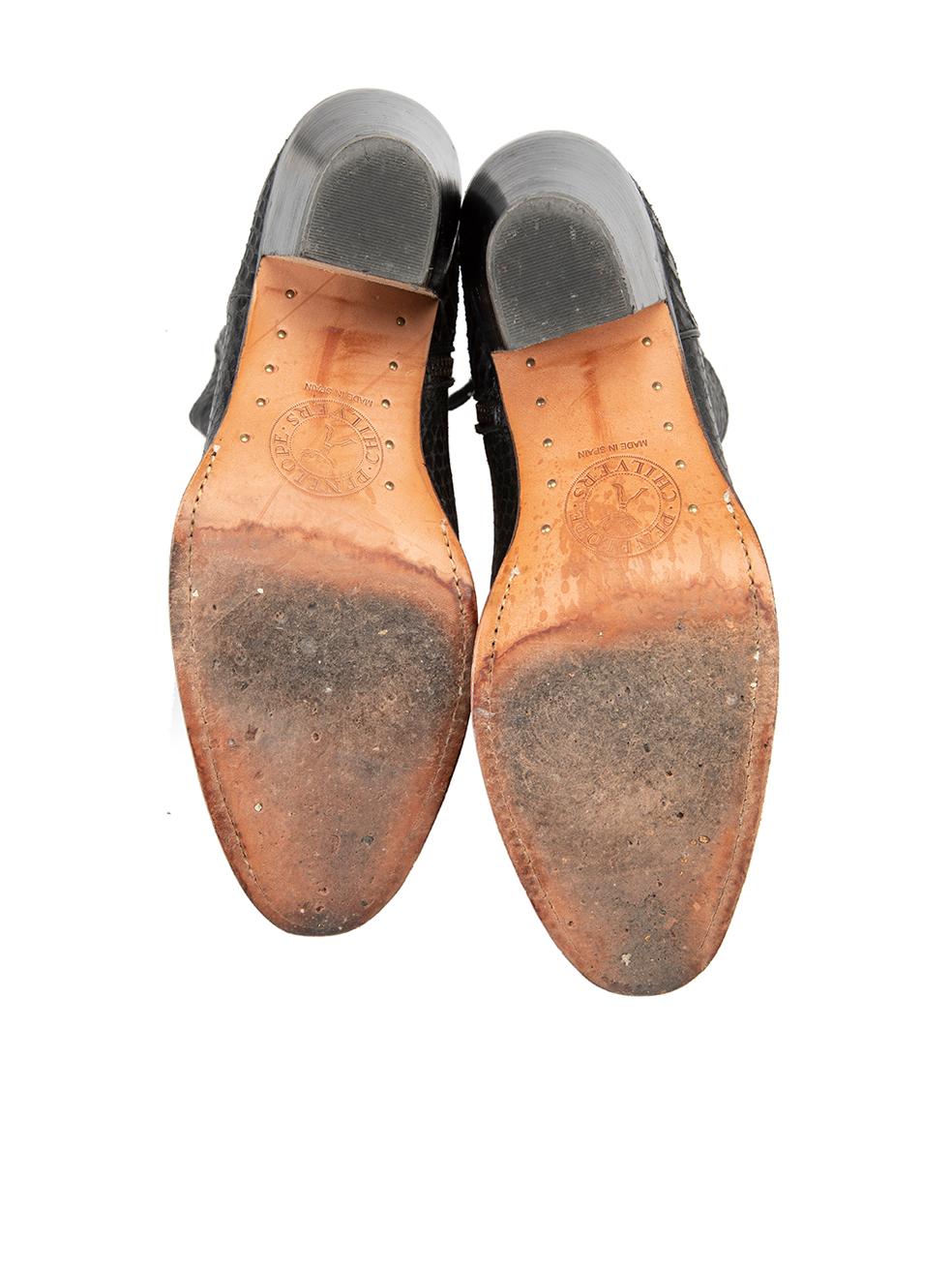 Women's Black Python Leather Cuban Heel Boots Size IT 39 For Sale