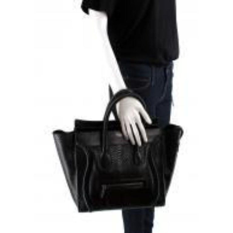 Black Python and Leather Mini Luggage Tote For Sale at 1stDibs