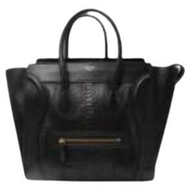 Black Python and Leather Mini Luggage Tote For Sale at 1stDibs