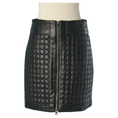 Black quilted and topstitched leather skirt with zip closure Atos Lombardini