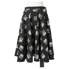 Black quilted circle skirt with poodle print Circa 1950's 