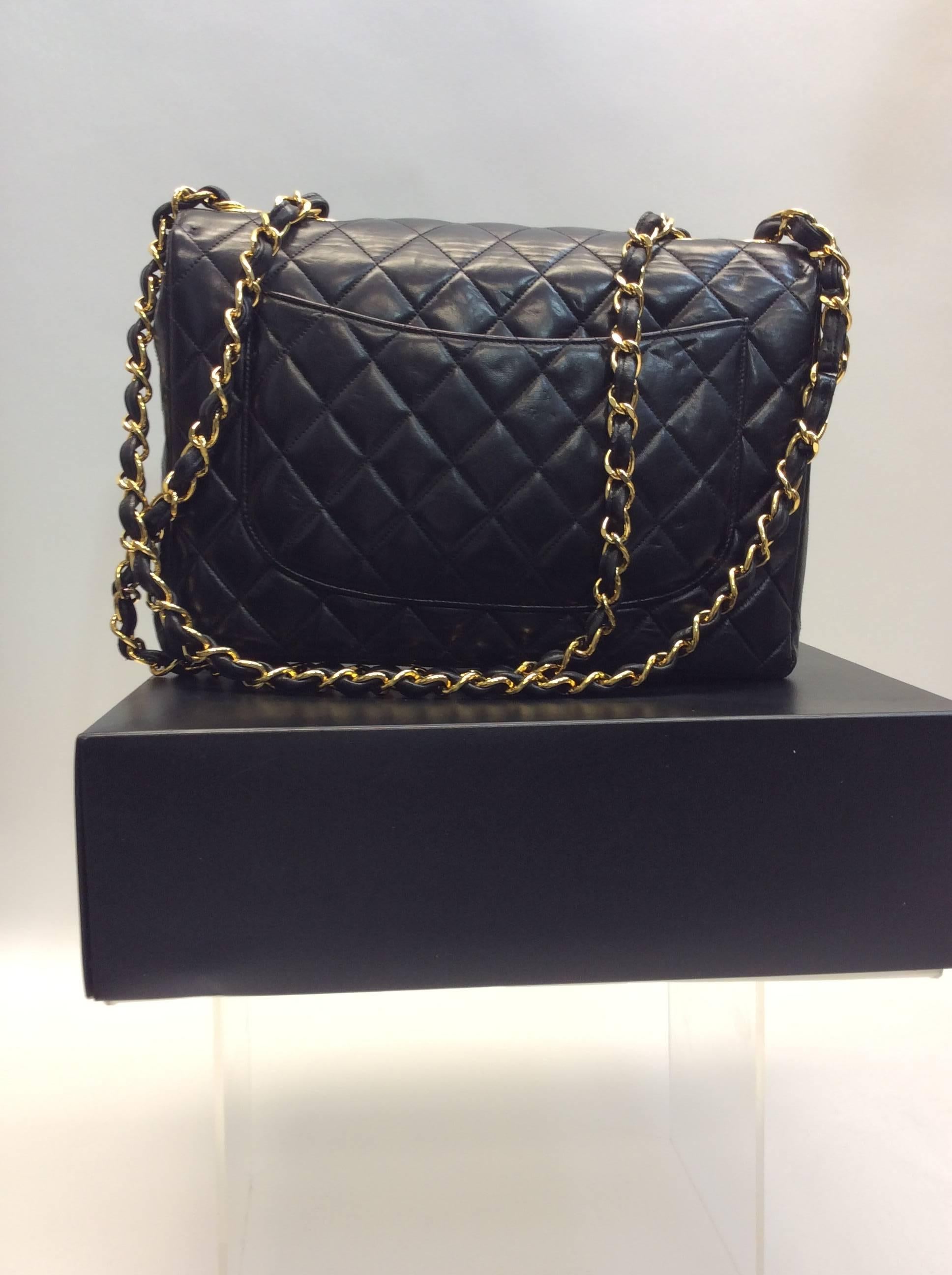 Black Quilted Flap Leather Chanel Bag With Box In Excellent Condition For Sale In Narberth, PA