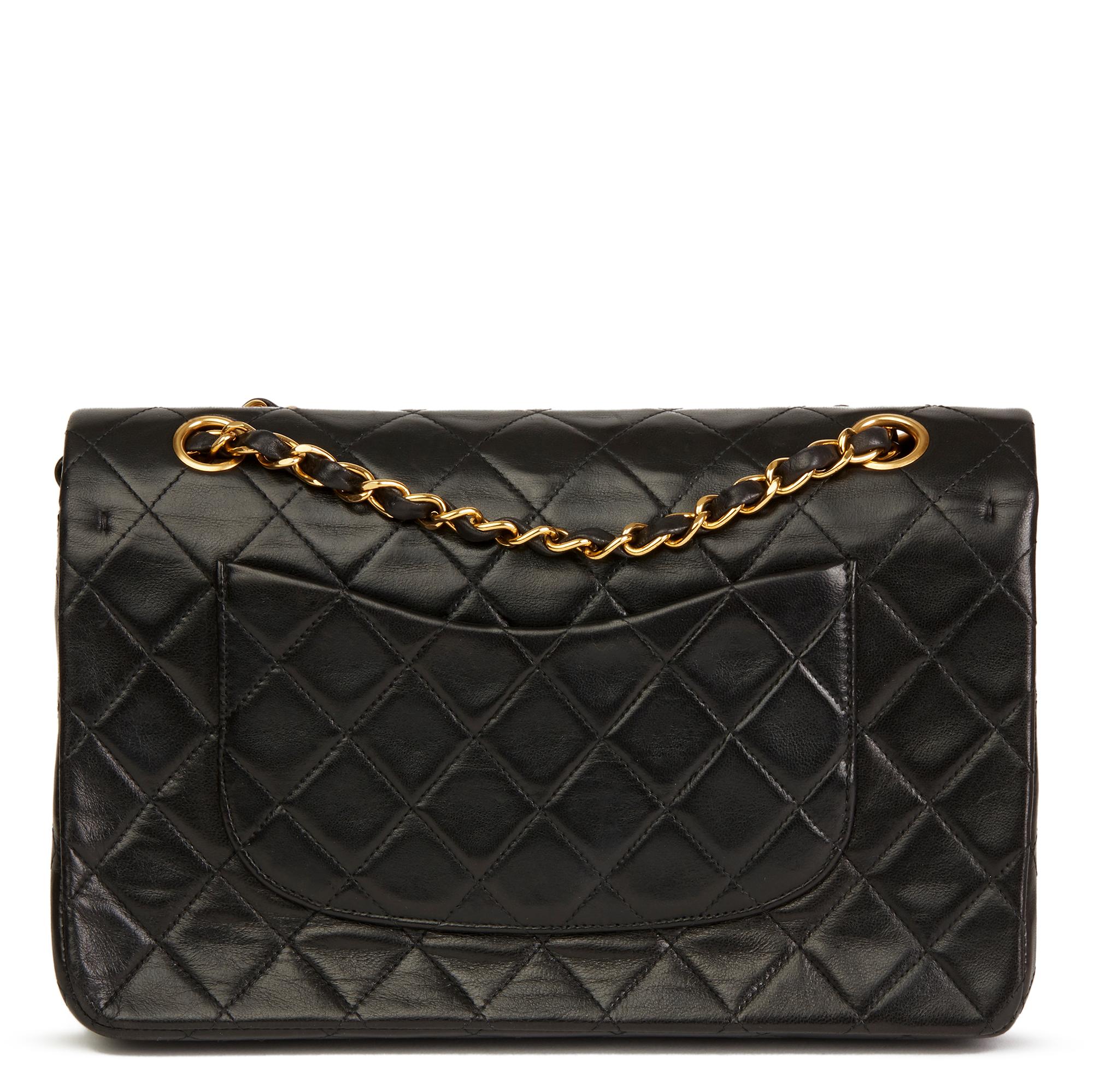 Women's Black Quilted Lambskin Vintage Medium Classic Double Flap Bag