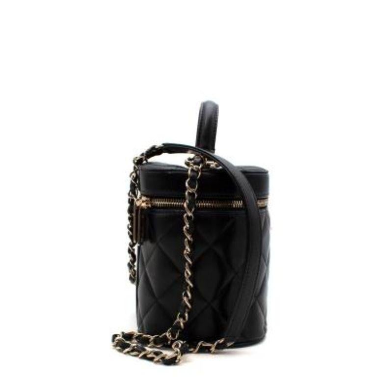 Black Quilted Leather Trendy CC Vanity Bag For Sale 1