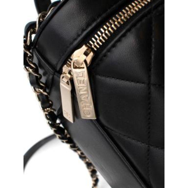 Black Quilted Leather Trendy CC Vanity Bag For Sale 2