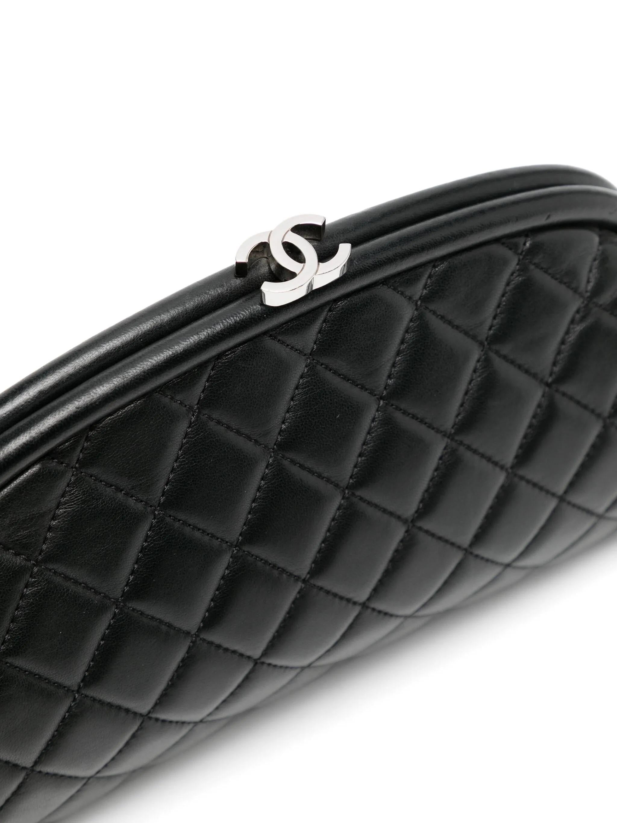 Women's or Men's Chanel Black Quilted Timeless Clutch For Sale