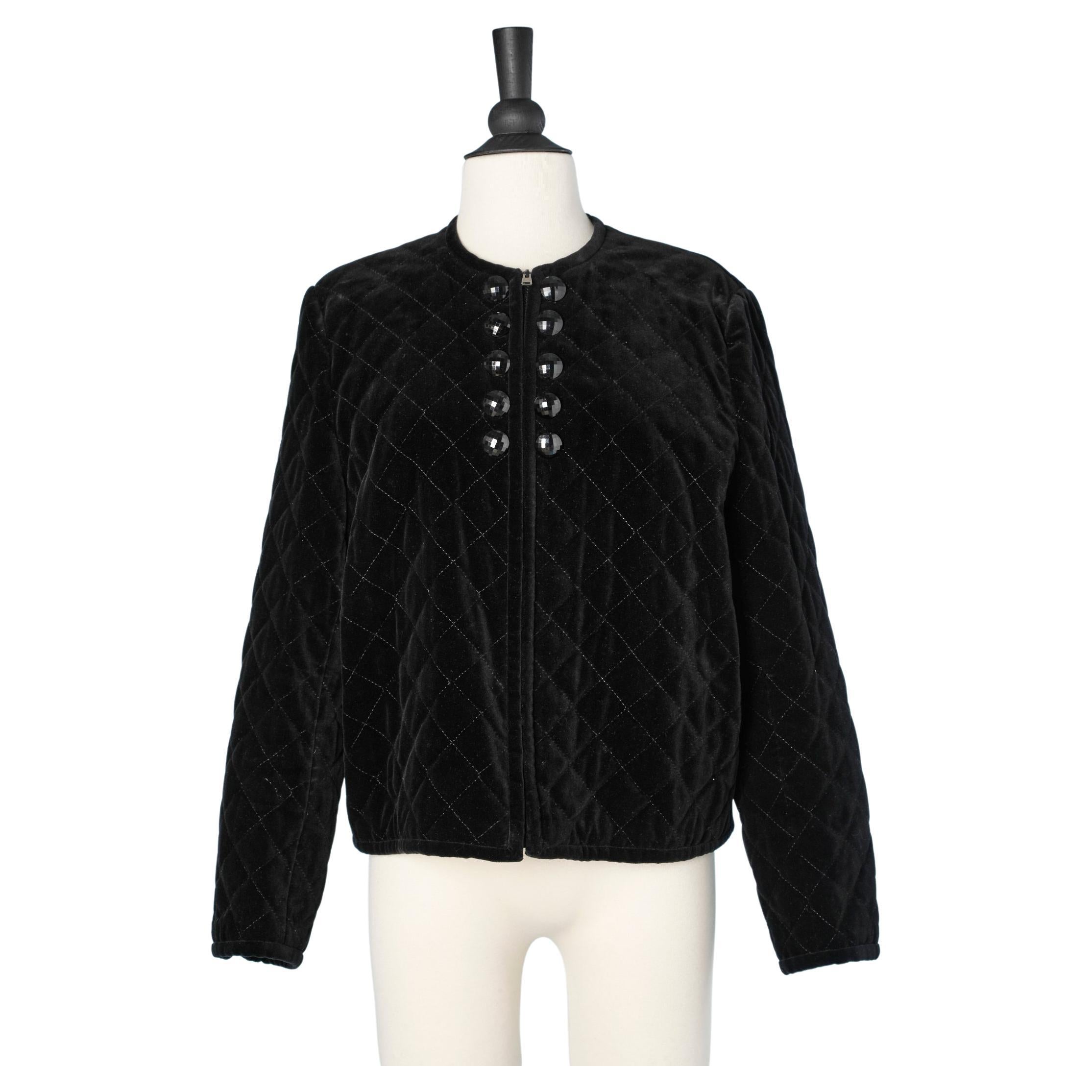 Black quilted velvet jacket with decorative buttons Valentino Boutique 