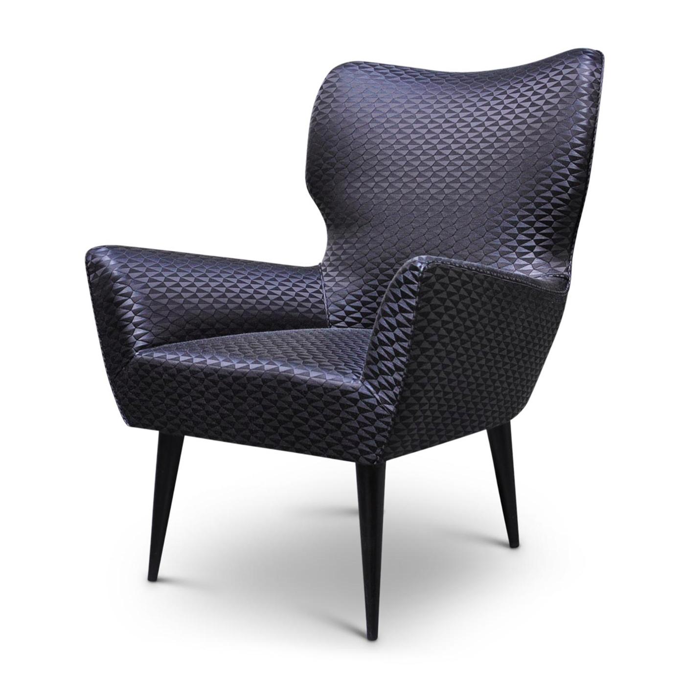 Mid-Century Modern Black Raffia Chair