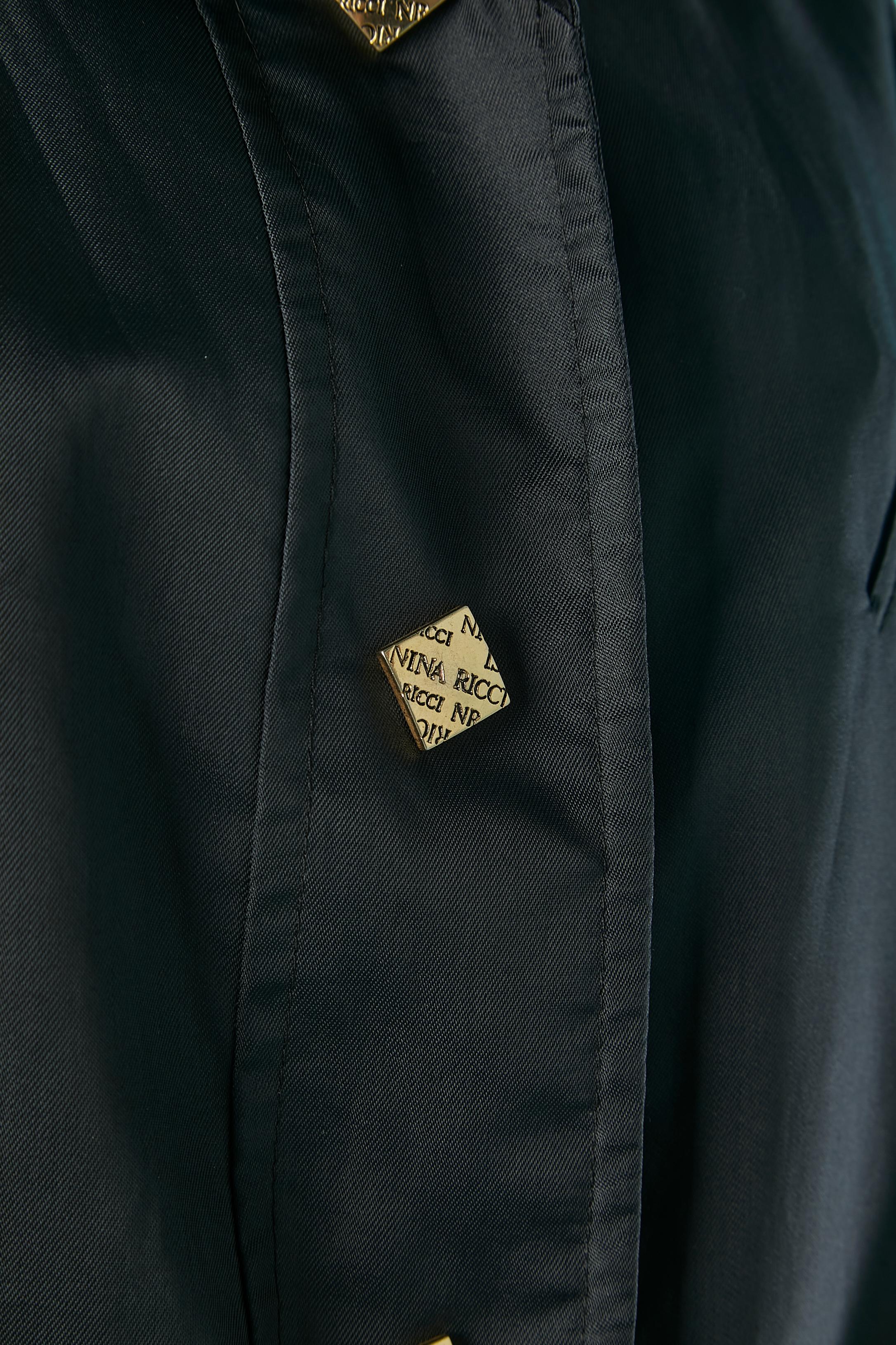 Black raincoat with branded snap and gold metal eyelet Nina Ricci For Sale 1
