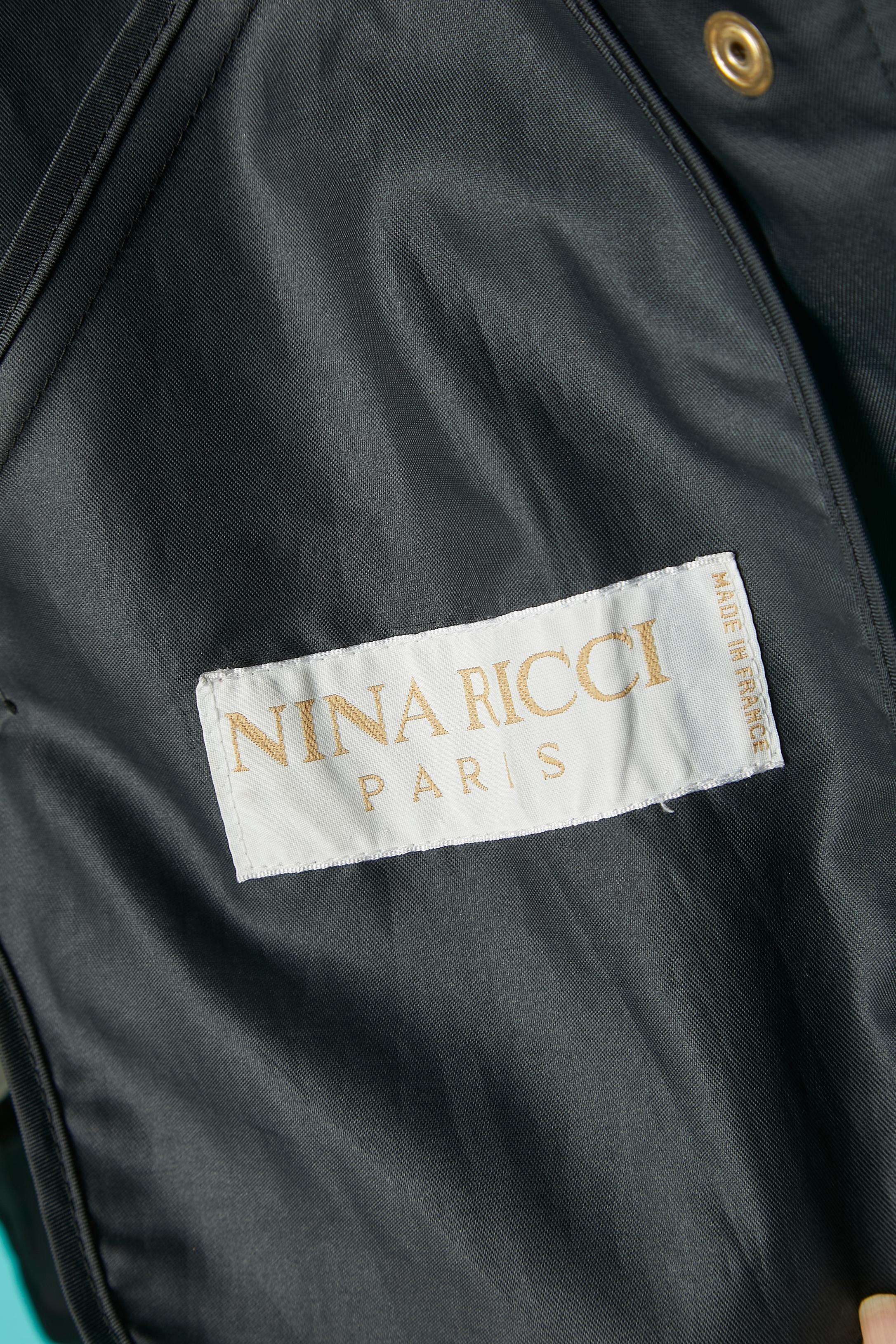 Black raincoat with branded snap and gold metal eyelet Nina Ricci  For Sale 5