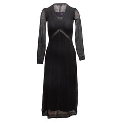 Schwarzes Ralph Lauren Purple Label Seidenmisch-Strickkleid Größe US S