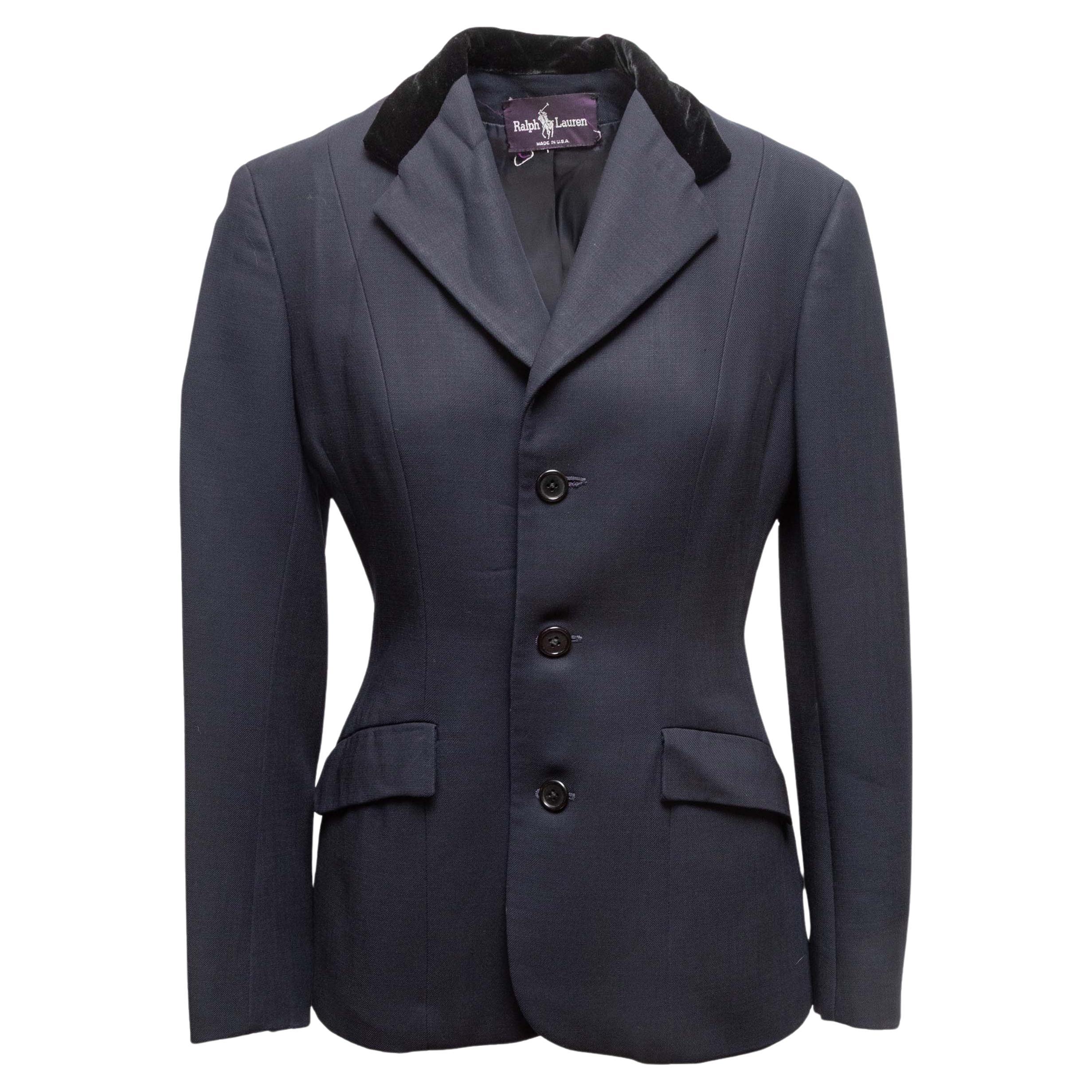 Black Ralph Lauren Wool & Velvet Blazer Size US S