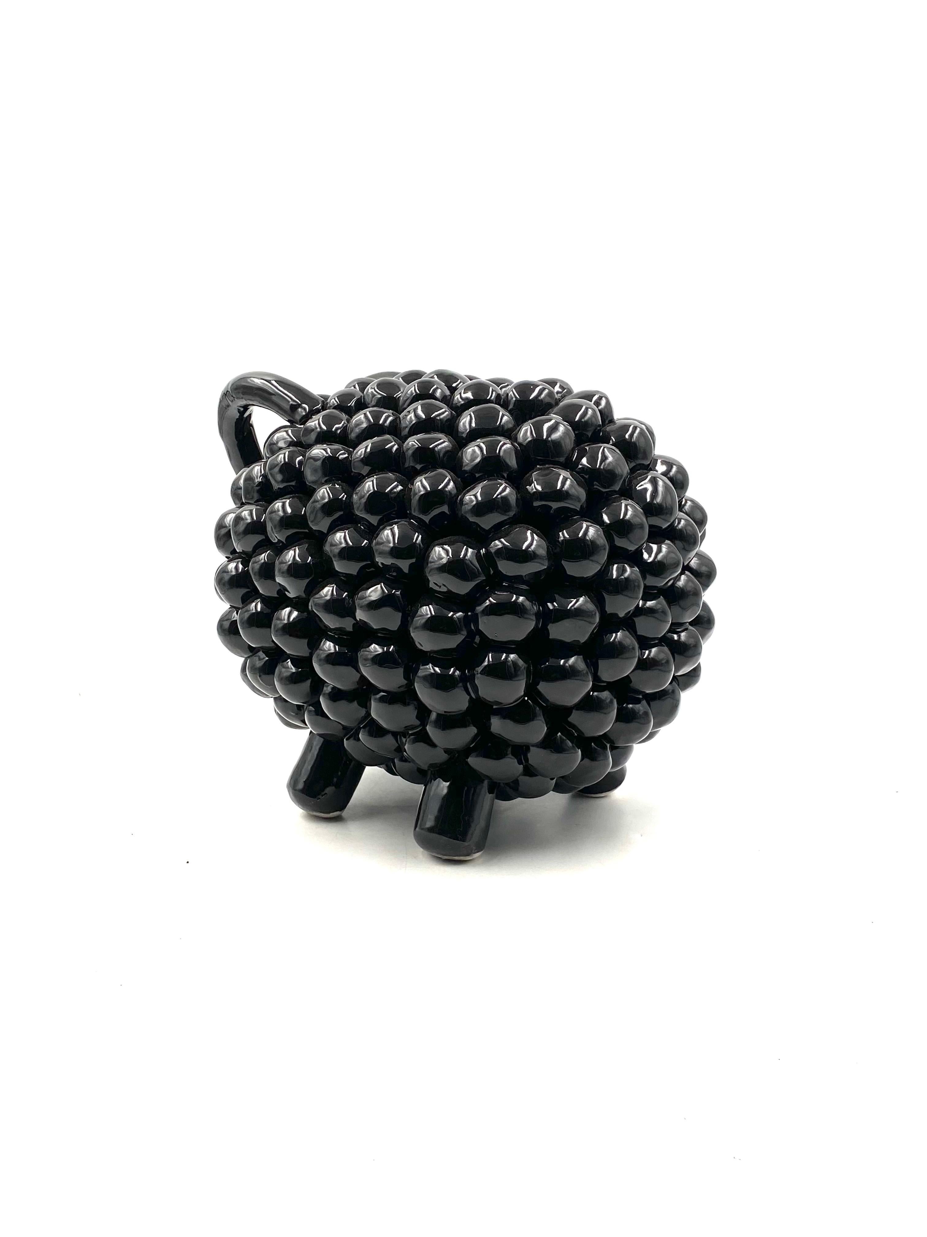 Black ram / sheep ceramic sculpture, Italy 1980s For Sale 3