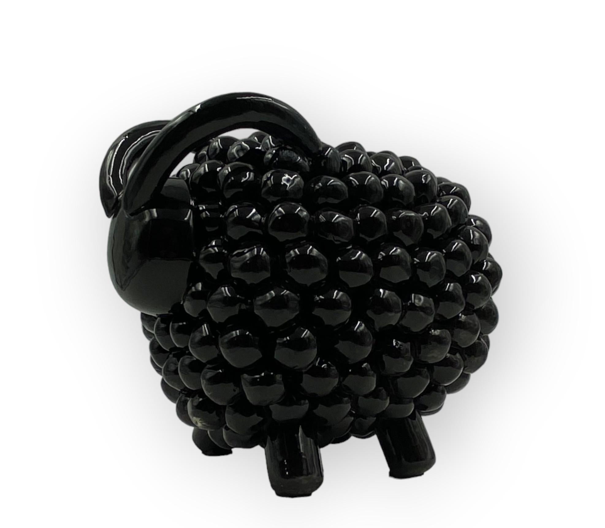 Black ram / sheep ceramic sculpture, Italy 1980s For Sale 9
