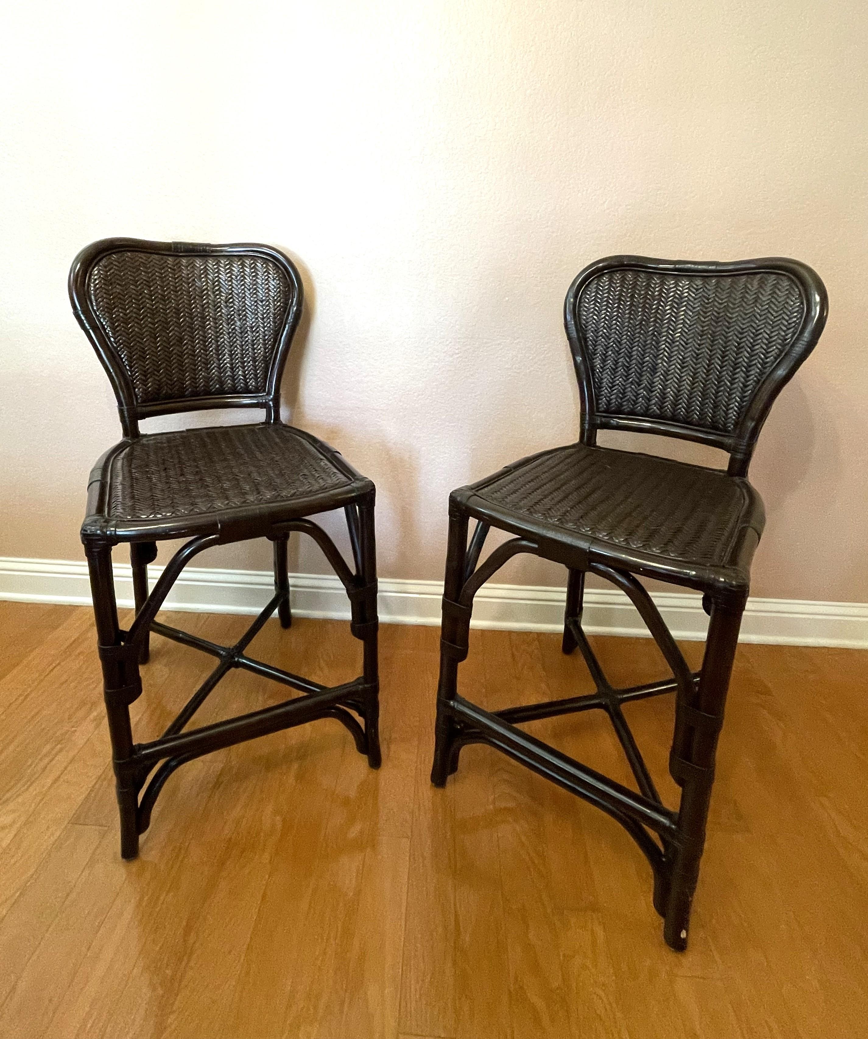 Black Rattan Bar Chairs For Sale 2
