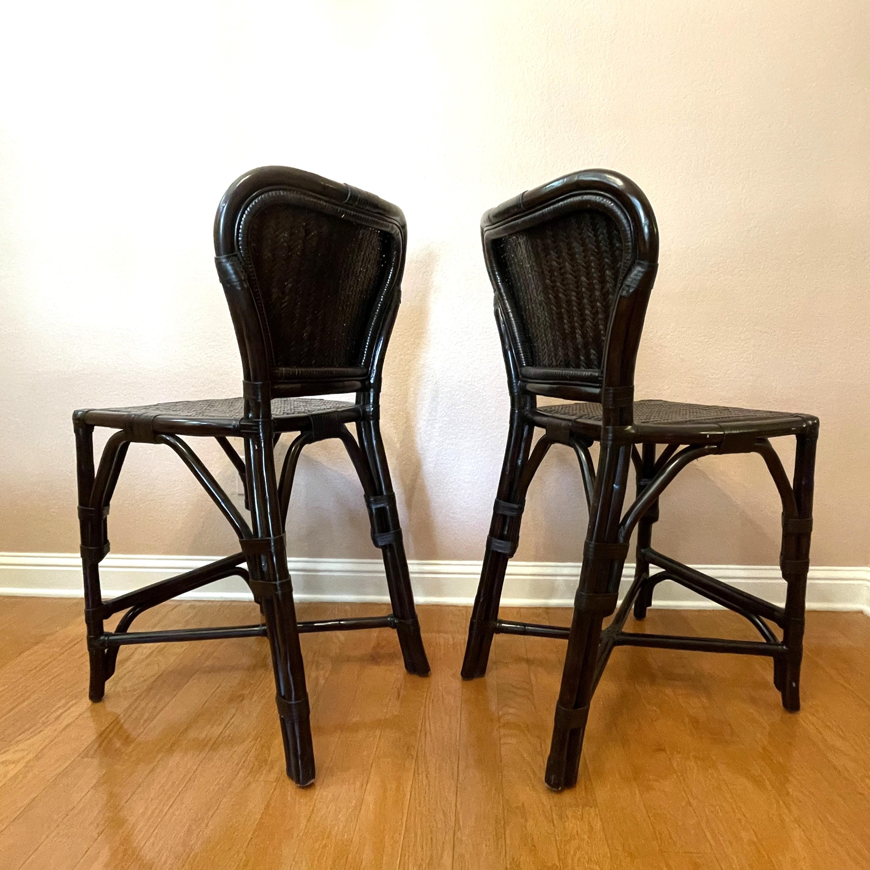 Contemporary Black Rattan Bar Chairs For Sale
