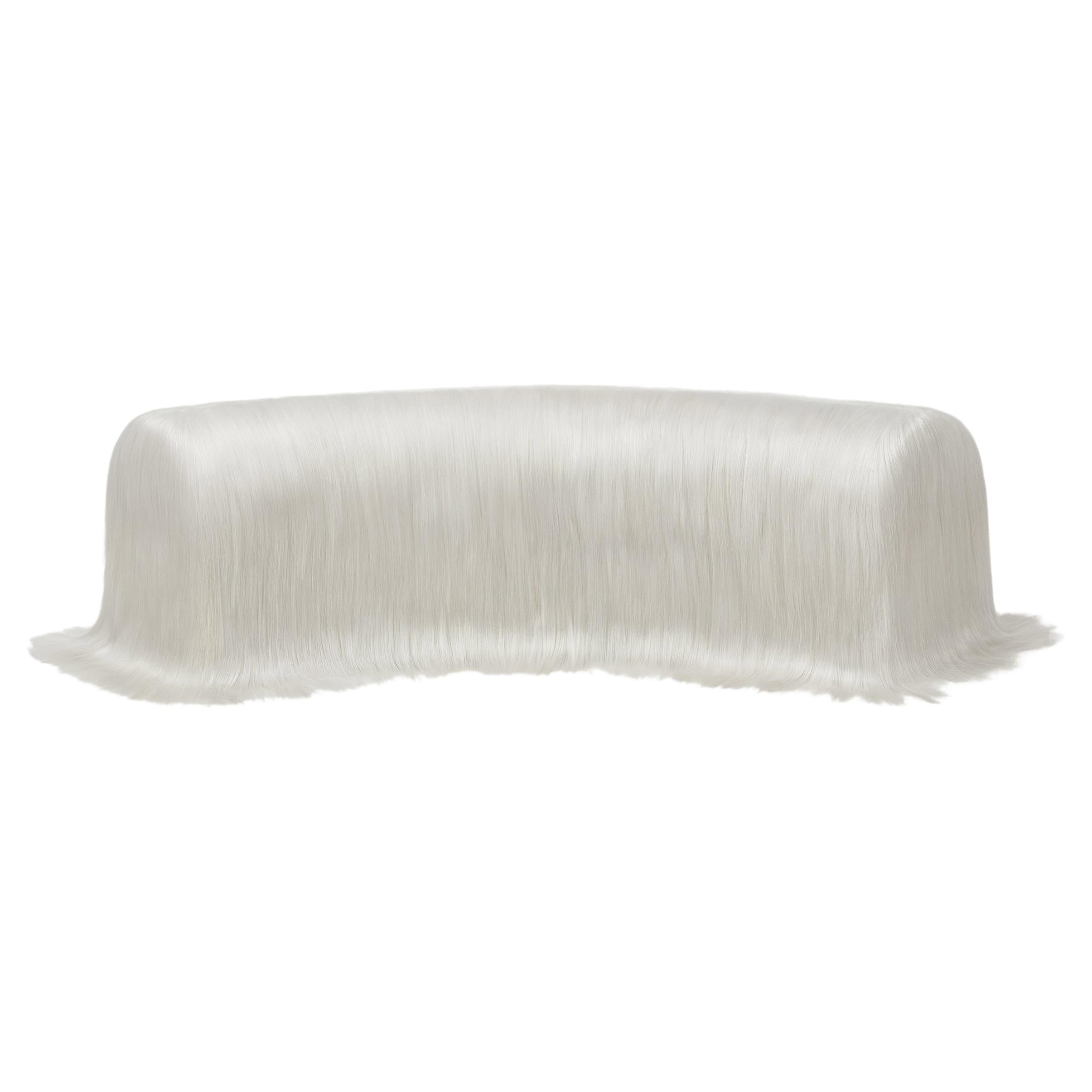 White Raw Bench with Furry Goatskin Offcuts by Atelier V&F